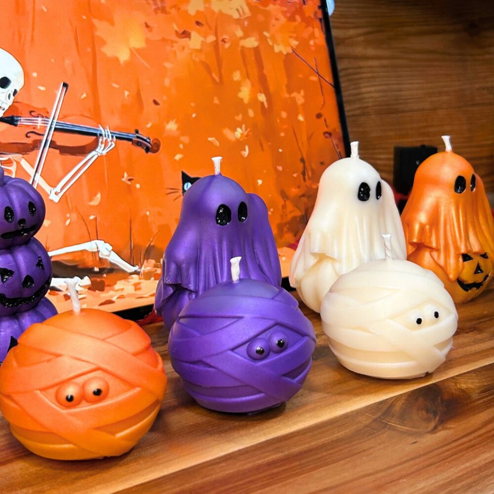 Decorative Halloween Candle Set | Ghost, Mummy & Pumpkin Fall Decor